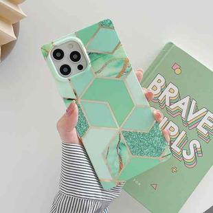 Electroplating Soft TPU Straight-Edge Protective Case For iPhone 11 Pro(Green Lattice)