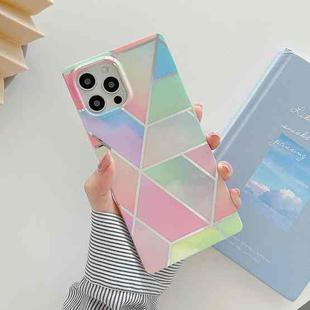 Electroplating Soft TPU Straight-Edge Protective Case For iPhone 12 Pro Max(Color Lattice)