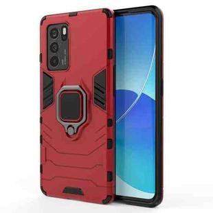 For OPPO Reno6 Pro 5G Shockproof PC + TPU Protective Case with Magnetic Ring Holder(Red)
