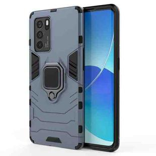 For OPPO Reno6 Pro 5G Shockproof PC + TPU Protective Case with Magnetic Ring Holder(Navy Blue)