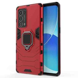 For OPPO Reno6 Pro+ 5G Shockproof PC + TPU Protective Case with Magnetic Ring Holder(Red)