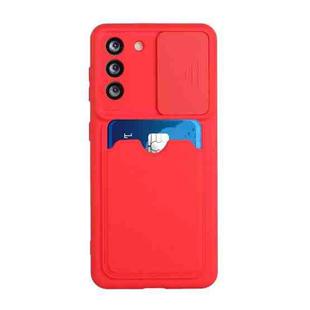 For Samsung Galaxy S21+ 5G Sliding Camera Cover Design TPU Protective Case with Card Slot(Red)