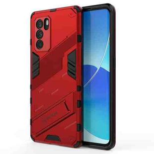 For OPPO Reno6 Pro 5G Punk Armor 2 in 1 PC + TPU Shockproof Case with Invisible Holder(Red)