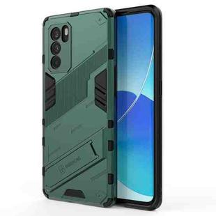 For OPPO Reno6 Pro 5G Punk Armor 2 in 1 PC + TPU Shockproof Case with Invisible Holder(Green)