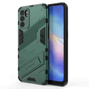 For OPPO Reno6 5G Punk Armor 2 in 1 PC + TPU Shockproof Case with Invisible Holder(Green)