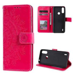 For Motorola Moto E7 Power Totem Flower Embossed Horizontal Flip TPU + PU Leather Case with Holder & Card Slots & Wallet(Red)