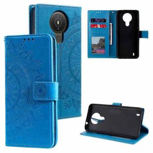 For Nokia 1.4 Totem Flower Embossed Horizontal Flip TPU + PU Leather Case with Holder & Card Slots & Wallet(Blue)