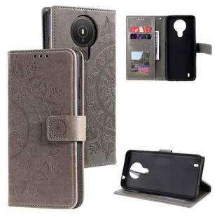 For Nokia 1.4 Totem Flower Embossed Horizontal Flip TPU + PU Leather Case with Holder & Card Slots & Wallet(Grey)