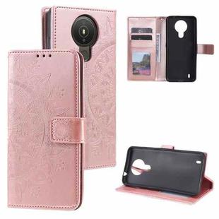 For Nokia 1.4 Totem Flower Embossed Horizontal Flip TPU + PU Leather Case with Holder & Card Slots & Wallet(Rose Gold)