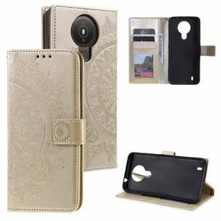 For Nokia 1.4 Totem Flower Embossed Horizontal Flip TPU + PU Leather Case with Holder & Card Slots & Wallet(Gold)