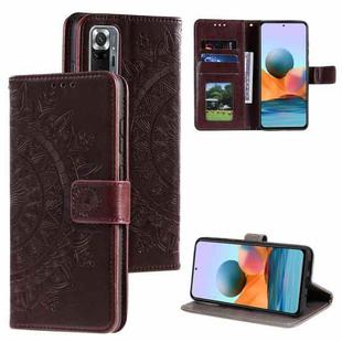 For Xiaomi Redmi Note 10 Pro Max Totem Flower Embossed Horizontal Flip TPU + PU Leather Case with Holder & Card Slots & Wallet(Brown)