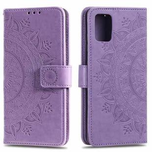 For Samsung Galaxy A03s Totem Flower Embossed Horizontal Flip TPU + PU Leather Case with Holder & Card Slots & Wallet(Purple)