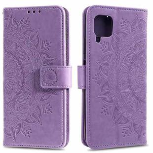 For Samsung Galaxy A22 4G Totem Flower Embossed Horizontal Flip TPU + PU Leather Case with Holder & Card Slots & Wallet(Purple)