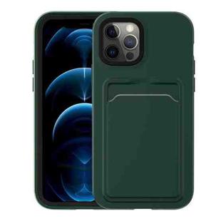 For iPhone 12 Pro Max Two-color TPU + PC Protective Case with Card Slot(Green+Black Frame)