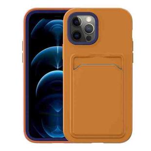 For iPhone 12 / 12 Pro Two-color TPU + PC Protective Case with Card Slot(Orange+Blue Frame)