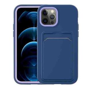 For iPhone 12 mini Two-color TPU + PC Protective Case with Card Slot (Royal Blue+Purple Frame)