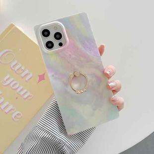 Marble Pattern Soft TPU Straight-Edge Protective Case with Ring Holder For iPhone 11(Colorful)