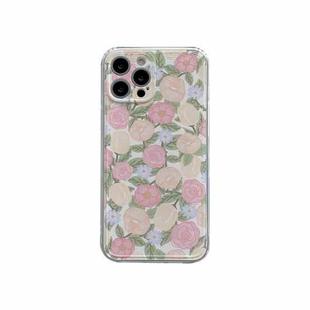 For iPhone 11 TPU Embossed + Double-sided Painting Protective Case (Pink Rose)