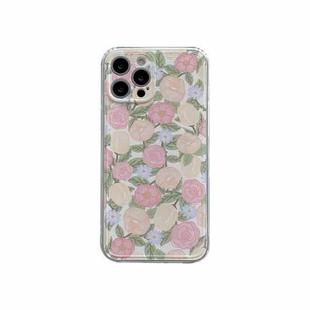 For iPhone 11 Pro Max TPU Embossed + Double-sided Painting Protective Case (Pink Rose)