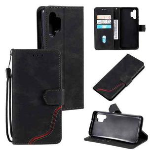 For Samsung Galaxy A32 5G Three-color Stitching Calf Texture Horizontal Flip Leather Case with Holder & Card Slots & Wallet(Black)