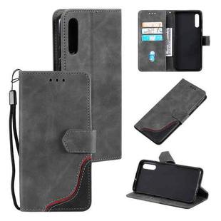 For Samsung Galaxy A70 Three-color Stitching Calf Texture Horizontal Flip Leather Case with Holder & Card Slots & Wallet(Grey)