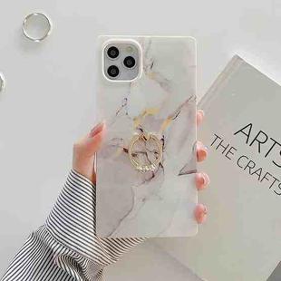 Marble Pattern Soft TPU Straight-Edge Protective Case with Ring Holder For iPhone 11 Pro(Grey)
