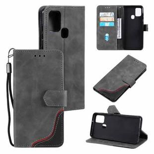 For Xiaomi Redmi 9C Three-color Stitching Calf Texture Horizontal Flip Leather Case with Holder & Card Slots & Wallet(Grey)