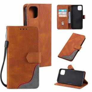 For Xiaomi Mi 11 Lite Three-color Stitching Calf Texture Horizontal Flip Leather Case with Holder & Card Slots & Wallet(Brown)