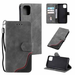 For Xiaomi Mi 11 Lite Three-color Stitching Calf Texture Horizontal Flip Leather Case with Holder & Card Slots & Wallet(Grey)