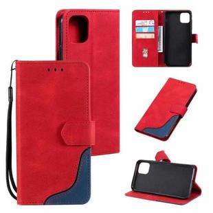 For Xiaomi Mi 11 Lite Three-color Stitching Calf Texture Horizontal Flip Leather Case with Holder & Card Slots & Wallet(Red)