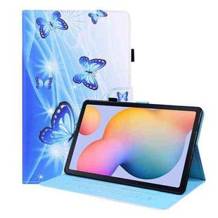 For Samsung Galaxy Tab S6 Lite SM-P610 / SM-P615 Animal Pattern Horizontal Flip Leather Case with Holder & Card Slots & Photo Frame & Sleep / Wake-up Function(Blue Butterfly)