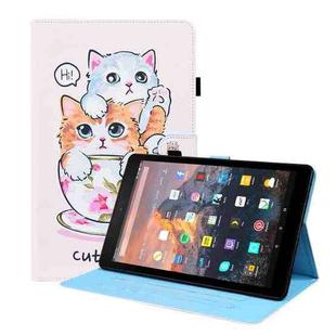 For Amazon Fire HD 8 2015 / 2016 / 2017 / 2018 Animal Pattern Horizontal Flip Leather Case with Holder & Card Slots & Photo Frame & Sleep / Wake-up Function(Cat Brothers)
