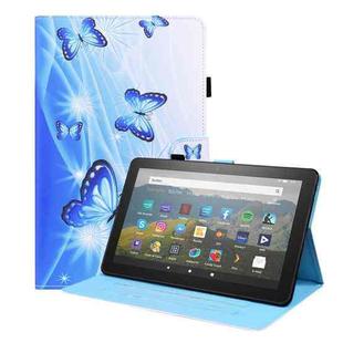 For Amazon Fire HD 10 2021 Animal Pattern Horizontal Flip Leather Case with Holder & Card Slots & Photo Frame & Sleep / Wake-up Function(Blue Butterfly)