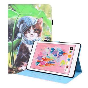 Animal Pattern Horizontal Flip Leather Case with Holder & Card Slots & Photo Frame & Sleep / Wake-up Function For iPad 9.7 2018 / 2017(Bib Kitten)