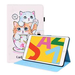 For iPad 10.2 2021 / 2020 / 2019 Animal Pattern Horizontal Flip Leather Case with Holder & Card Slots & Photo Frame & Sleep / Wake-up Function(Cat Brothers)