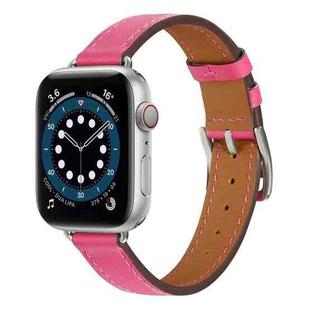 A Style Leather Watch Band Watch Band For Apple Watch Ultra 49mm / Series 8&7 45mm / SE 2&6&SE&5&4 44mm / 3&2&1 42mm(Rose Red)