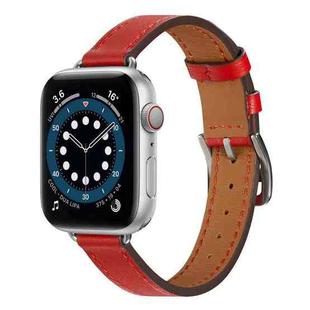 A Style Leather Watch Band Watch Band For Apple Watch Ultra 49mm&Watch Ultra 2 49mm / Series 9&8&7 45mm / SE 3&SE 2&6&SE&5&4 44mm / 3&2&1 42mm(Red)