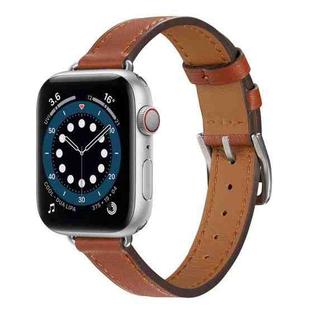 A Style Leather Watch Band Watch Band For Apple Watch Ultra 49mm / Series 8&7 45mm / SE 2&6&SE&5&4 44mm / 3&2&1 42mm(Brown)