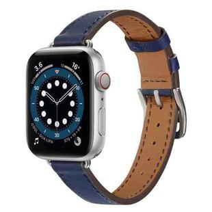 A Style Leather Watch Band Watch Band For Apple Watch Ultra 49mm / Series 8&7 45mm / SE 2&6&SE&5&4 44mm / 3&2&1 42mm(Blue)