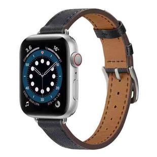 A Style Leather Watch Band Watch Band For Apple Watch Ultra 49mm / Series 8&7 45mm / SE 2&6&SE&5&4 44mm / 3&2&1 42mm(Black)