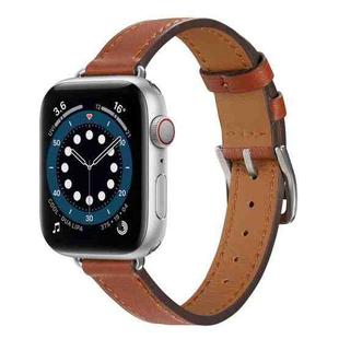 A Style Leather Watch Band Watch Band For Apple Watch Series 8&7 41mm / SE 2&6&SE&5&4 40mm / 3&2&1 38mm(Brown)