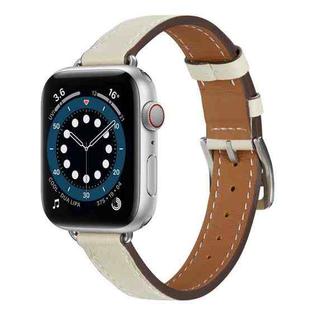 A Style Leather Watch Band Watch Band For Apple Watch Series 8&7 41mm / SE 2&6&SE&5&4 40mm / 3&2&1 38mm(White)