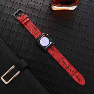 Crocodile and Ostrich Embossed Genuine Leather Watch Band Watch Band For Apple Watch Ultra 49mm&Watch Ultra 2 49mm / Series 9&8&7 45mm / SE 3&SE 2&6&SE&5&4 44mm / 3&2&1 42mm(Red)