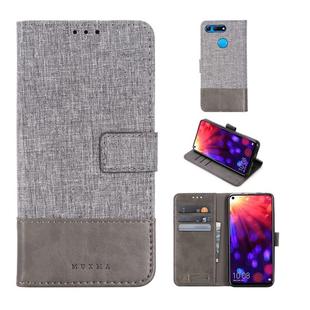 For Huawei Honor V20 MUXMA MX102 Horizontal Flip Canvas Leather Case with Stand & Card Slot & Wallet Function(Grey)