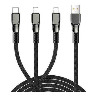 JOYROOM S-1335K4 1.3m 3.5A 3 in 1 USB to 8 Pin + 8 Pin + USB-C / Type-C Remarkable Series Nylon Braid Charging Data Cable(Black)