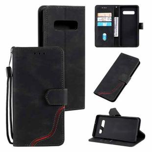 For Samsung Galaxy S10 Three-color Stitching Calf Texture Horizontal Flip Leather Case with Holder & Card Slots & Wallet(Black)