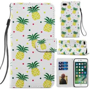 Painted Pattern Horizontal Flip Leather Case with Holder & Card Slots & Photo Frame For iPhone 8 Plus & 7 Plus(Pineapple)