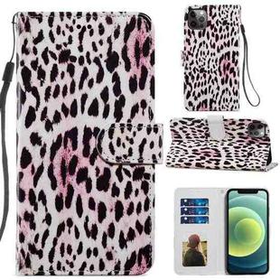 For iPhone 12 Pro Max Painted Pattern Horizontal Flip Leather Case with Holder & Card Slots & Photo Frame(Leopard)
