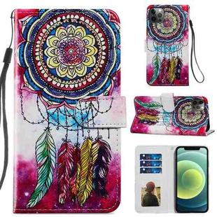For iPhone 12 Pro Max Painted Pattern Horizontal Flip Leather Case with Holder & Card Slots & Photo Frame(Dreamcatcher)