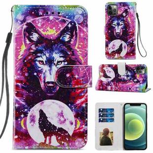 For iPhone 12 Pro Max Painted Pattern Horizontal Flip Leather Case with Holder & Card Slots & Photo Frame(Wolf Totem)